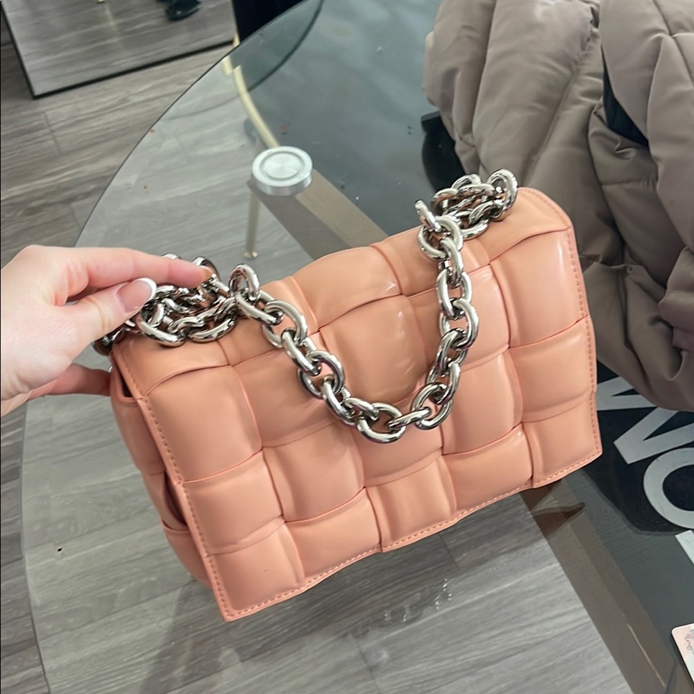 Chain Strap Quilted Bag - Peach